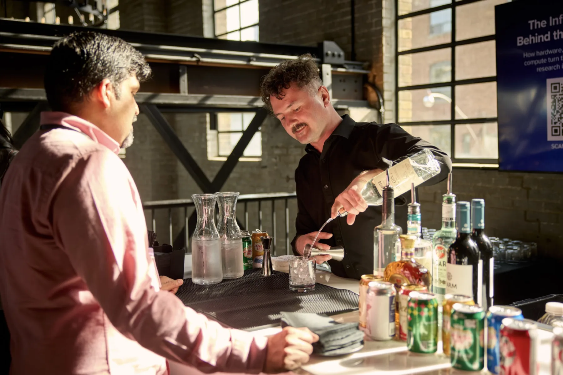 Bartender preparing cocktails at a Waterworks event