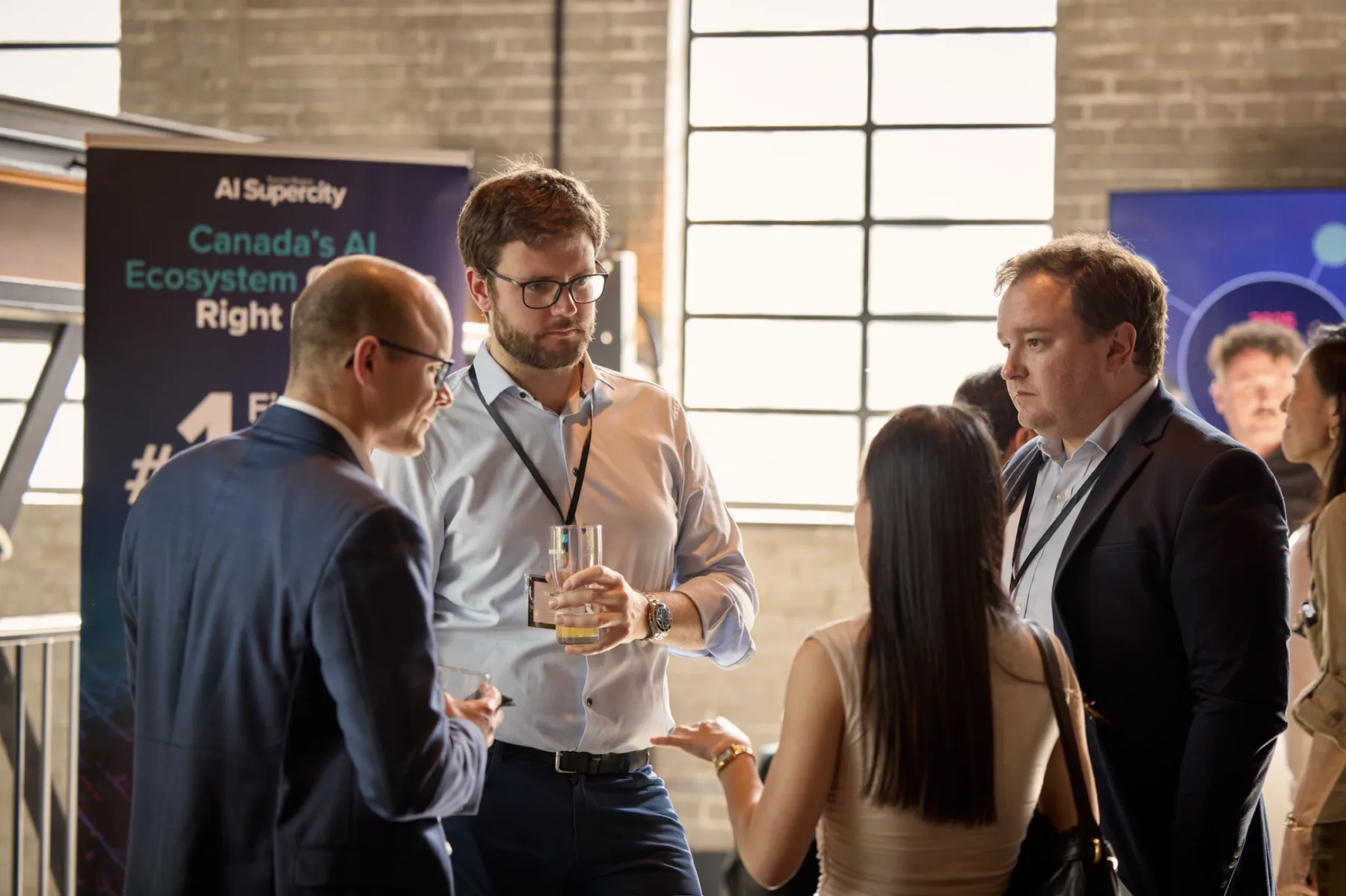 Guests networking during a private event at Waterworks