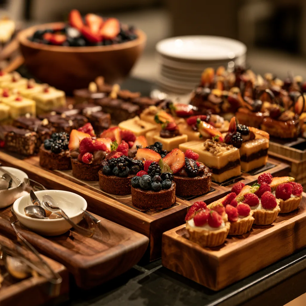 Brunch and dessert catering display